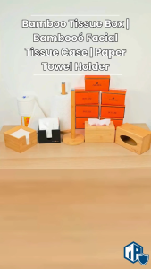 MillionParcel Bamboo Tissue Box Holder | Cocktail Napkin Holder | Kitchen Towel Holder | Paper Towel Holder