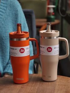 DODGE แก้วกาแฟ เก็บความเย็น/ร้อน ทำจากสแตนเลส 304 พร้อมหลอด เก็บอุณหภูมิได้ดี 900ml/1200ml มียางรองก้นกันลื่น