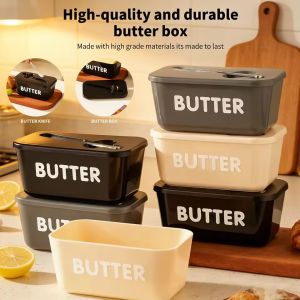 Large Capacity Butter Container Box with Knife Simple Restaurant Sealed Storage Box Cheese Box Butter Slicer Butter Dish Tableware