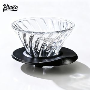 BINCOO Glass Filter Cup Coffee Pour Over Dripper Drip Filter Heat Resistant Glass Server Set 400ML