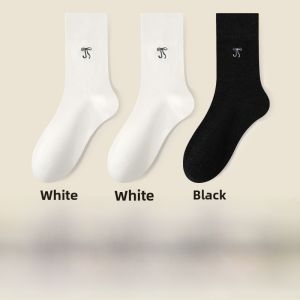 Miiow | Cat Person No-Show Socks Spring Autumn Thin Medium Tube Maternity Postpartum Anti-Odor White Butterfly Knot Long Socks