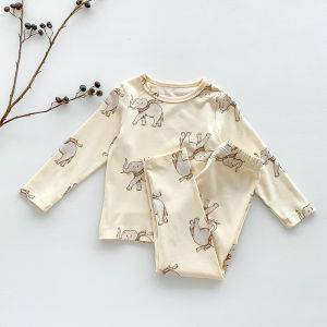 Childrens Summer Thin Cotton Pajamas Short Sleeve Separate Body Air Conditioning Suit Baby Home Clothes Set Nordic Pure Cotton