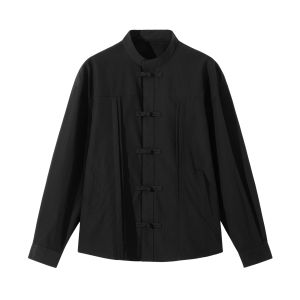 Chinese Style Marriage Engagement Shirt Mens Long Sleeve Stand Collar Button up Spring Autumn Summer Outerwear Jacket