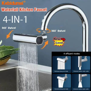 Kebidumei หัวก๊อกอ่างล่างมือแบบน้ำตกครัวอเนกประสงค์4 IN 1อะแดปเตอร์ที่ดึงเทปอ่างล้างหน้าในห้องน้ำ4โหมดกันน้ำสาด