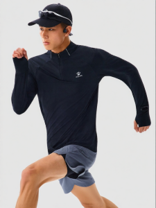 Kelme | Half-Zip Long Sleeve Mens Running and Training Sun Protection Drying T-Shirt