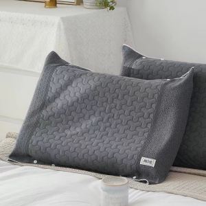 Pure Cotton Pillowcase Button Fastener Latex Anti-slip Neck Protector with Button Fixation Sweat Absorbent Breathable for Adults