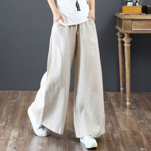 Export French Single Loose Pants Cotton and Linen High Waist Loose Spring and Autumn Plus Size Casual Linen Pants Mop Straight-Leg Trousers
