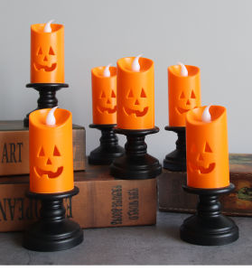 Đạo Cụ Halloween Đèn Tiệc Tùng Nến Bí Ngô 3D Hoạt Động Bằng Pin Thật Hình Đầu Lâu Không Lửa Nến Trang Trí Nhà Ma Kinh Dị Đèn LED
