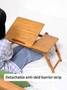 Portable Bamboo Wood Laptop Desk Table Stand Adjustable Bed Tray Foldable Bedside Desk