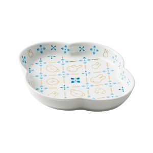 Miffy | Miffy Flower-shaped Dish Flower Window Friends Jingdezhen Porcelain Scalloped Plate Snack Fruit Tray Home Decor Gift