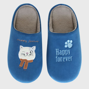 Fall and Winter Matching Kids Couple Cat Non-Slip Warm Plush Cotton Slippers Indoor Mens and Womens Wooden Floor Mute Soft Bottom