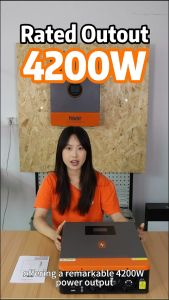 PowMr MPPT 4.2kw On-grid/off-grid hybrid inverter 24Vdc 230VAC PV Panel Input 500vdc Pure Sine Wave Solar Inverter 120A Solar Controller Lithium Battery RGB Light One-click repair function