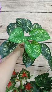 Cụm lá giả - 9 lá (12*95cm) VI030 - trang trí nhà cửa - tường cỏ - cụm lá rùa lá môn...
