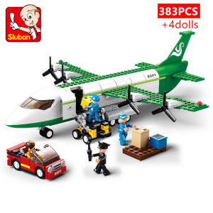 Sluban | DIY Creative Aeroplane Aviation Airport Modern Plane Bus Cargo Aircraft Airplane Build Block Toy Educational Toys for Children