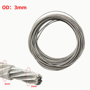 10/30/50M Stainless Steel Wires Ropes 1-4mm Rustproof Lifting Line Aircraft Cable Wire Ropes for Yard Zipline Deck Railing