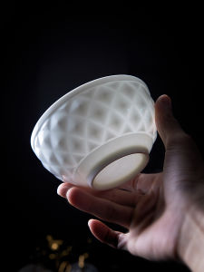 Nordic Style Pure White Diamond Relief Bone China Bowl Dining Set American Simple High End Western Dinner Plate Home Use Set