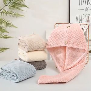 Thickened plaid hair cap coral velvet dry hair cap Headscarf Dry hair towel wipe headscarf Strong suction shower cap New hair cap shower cap