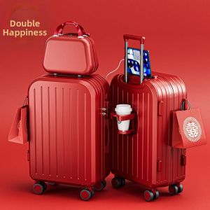 LIWAN | Wedding Suitcase Large Capacity Red Leather