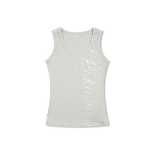 Zhenzhen Original American Retro Spicy Girl Sleeveless Vest Letter Print Casual Commute Slim Fit Top Cotton Polyester Blend Summer Thin Model