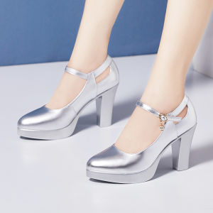 ZHUONILA | Red Large Size Wedding Shoes Genuine Leather Waterproof Platform Chunky Heel 41-43