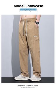 Miiow | Mens Pure Cotton Thin Workwear Pants Straight Leg Loose Fit Breathable Summer New Style Casual Sports Leisure Trousers