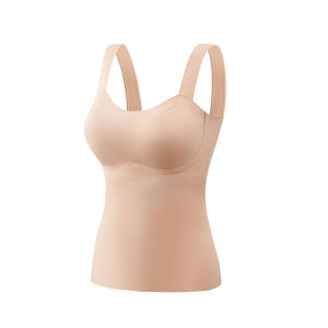 HUACHENGSHI | Womens Fleece Lined Integrated Strap Bralette Thickened Sleeveless Vest Underwear Base Shirt Stylish Versatile Slim Fit Innerwear