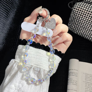 Crystal Phone Chain Pendant Womens Transparent Colored Gem New Arrival Mobile Phone Lanyard Key Pendants Bag Lanyard Pendant Fancy High-End Classy Original Short Satchel Beaded Card Back Clip