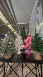 【FREE GIFT】NUVOX 22 Artificial Mini Tabletop Christmas Tree with LED Lights Christmas Ball and Star Treetop Ornaments for Decoration75 Branch TipsDesktop Christmas Tree Burlap Base