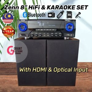 Zenn 8" HiFi & Karaoke Speaker Set Optical HDMI Input PRO388 CS-803
