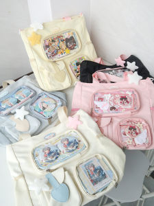 ป้ายชื่อ Barbecue วันพีซ รุ่นน้องสาวสุดน่ารัก สไตล์หวานๆ กระเป๋าสะพายไหล่แบบยูนิเซ็กซ์ กระเป๋าใส่ของแบบยืดหยุ่น