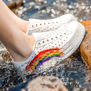 Womens Casual Hole Hole Shoes Summer 2024 Thick Bottom Heightening Breathable Versatile Outdoor Water Beach Sandals