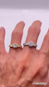 Nhẫn đính đá Nhẫn hột xoàn đá cao Titan không phai không rỉ sét màu 18k và bạch kim mã 04