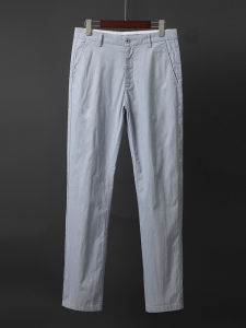 กางเกงขายาวทรงตรงลำลองสำหรับผู้ชาย ทรงบาง ยืดหยุ่นเล็ก ใส่ไปทำงานในฤดูใบไม้ผลิและฤดูใบไม้ร่วง กางเกงขายาวลำลองสำหรับผู้ชาย