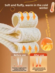 ZHIHAOEN | Warm Sheepskin and Latex Insoles for Women Winter Thick and Soft