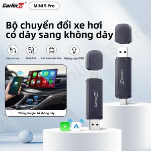 Carlinkit 5.0 Mini 5 Pro 2in1 Không Dây Carplay Android Auto Adapter Nâng Cấp Xe Thông Minh Hệ Thống BLE WiFi Mini Box Cho iPhone & Android