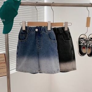 สินค้าเฉพาะจุด: กางเกงขายาวเด็ก กางเกงขาสั้นเด็ก กางเกงยีนส์ขาสั้นเด็กชายไล่โทนสีผ้านุ่มสบายทรงหลวม