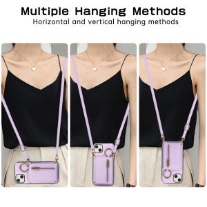 For Samsung Galaxy S24 Ultra A55 A57 A56 S23 FE S22+ S26 Ultra S26 FE Note20 Case Wallet Credit Card Holder 360°Rotating Ring Kickstand Crossbody Case with Strap Shoulder Lanyard Zipper Pocket PU Leather Case Magne Closure Cover