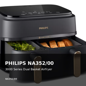 Philips NA352/00 3000 Series Dual Basket Airfryer 9L | Rapid Air Plus | 8 Presets | Dual Zone Air Fryer