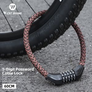 WEST BIKING Khóa dây xe đạp 5-chữ số mật khẩu Chống Xe Đạp trộm khóa nhiều màu ổ khóa di động xe máy Scooter khóa MTB xe đạp đường trường phụ kiện