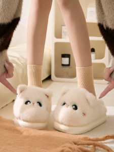 Cotton Cat Slippers 2024 Autumn and Winter New Arrival Cotton Slippers Female Cute Cartoon Home Indoor Couple Poop Feeling