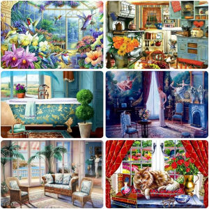 Hummingbird Cat Window Jigsaw Puzzle 1000Pieces DIY Craft Hobby Relaxing Game Home Decor Gift