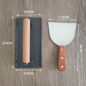 Premium Thick Cast Iron Rectangular Steak Pressing Board for Grilling Seafood BBQ Pork Chops Kitchen Cooking Utensils