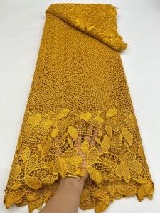 5 Yards Nigerian Guipure Cord Lace Fabric 2026 High Quality Sequins African Mesh Milk Silk Embroidery Lace Fabric Women Sewing