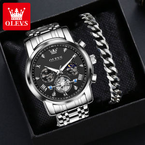 [Buy 1 get 1 free] OLEVS Watch For Men Original Branded Waterproof Stainless steel Luminous Fashion Chronograph Quartz Mens Watches