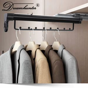 Dream Hunter Wardrobe Clothes Rail Top Mounted Retractable Cabinet Inner Clothes Rack Push-pull Hanging Rod Hardware Accessories Wardrobe Clothes Rail