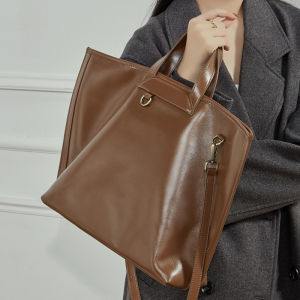 BeeGreen Women Genuine Leather Tote Bag Large Capacity Commuter Handbag Versatile Shoulder Bag