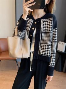 Fashion Elegant Long Sleeve Round Neck Knit Cardigan Jacket