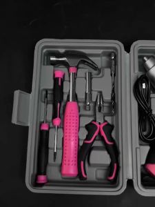 Hi-Spec | Hi-Spec 3.6V Cordless Electric Screwdriver Set Pink Rechargeable Power Drill Driver DIY Home Repair Tool Kit Case with Tools