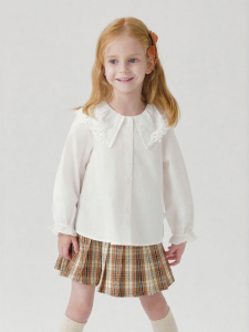 Marc&Janie | Sweet Lace Peter Pan Collar Girls Cotton Shirt