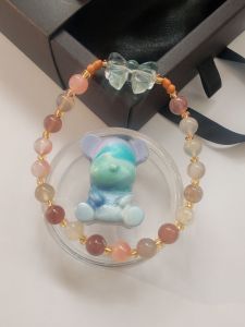 MHU-0052 盐源玛瑙 萤石,橄榄核葫芦,琉璃隔珠 Yanyuan Agate, Fluorite天然水晶 女款手链 孤品原创设计 crystal bracelet Handmade Gelang Tangan Perempuan